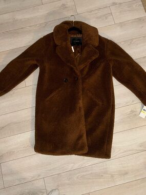 Lucky Brand Brown Teddy Faux-Shearling Coat
